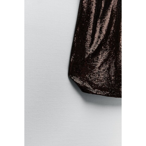 Brown Zara Sequin Cut Out Open Back Long Sleeve Knit Midi Dress (NWT) - Picture 9 of 12